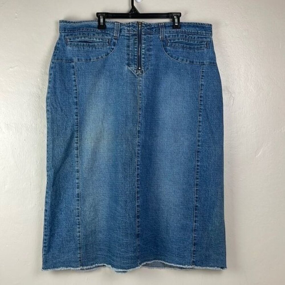 Vtg The Blues Jean Skirt Waist 40 Womens 24 stretch modest boho farmhouse hippie
